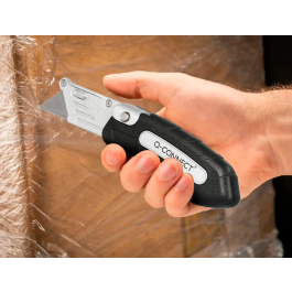 Q-connect XD-925 Cuter Metálico Ancho Plegable con Mango Antideslizante Cuchilla 19 mm Blister 1 Unidad