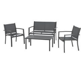 Mobiliario de jardín - Estructura de acero - 4 personas - Gris