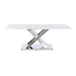 Mesa Centro Moderno DKD Home Decor Blanco Plateado 60 x 42 x 120 cm