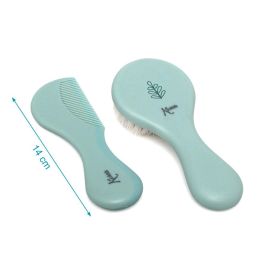 KioKids Set Peine y Cepillo Cerdas Naturales Colección Petits Moments Verde Salvia +0 Meses