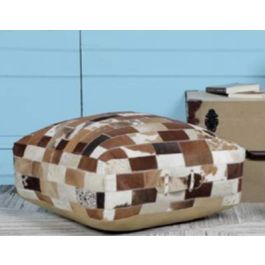 DKD Home Decor Cojín Suelo Colonial de Piel de Cabra y Polyester Multicolor 60x60x20 cm