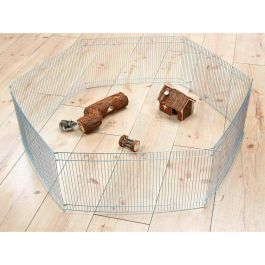 Trixie Caja Metálica Galvanizada para Animales Pequeños - Parque Extensible Ø90cm - Gran Espacio de Libertad Interior con 6 Elementos