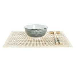 DKD Home Decor Sushi Oriental Set 16 Piezas Bambú Gres Verde Blanco 14.5 x 14.5 x 31 cm