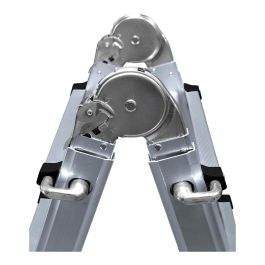 Edm Escalera Telescópica Multifunción de Aluminio 4+4 Peldaños, 4,30m Extensible, Base Estabilizadora 80cm, Carga 150kg, EN131