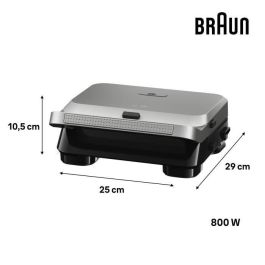 Braun SM5005 Sandwichera Eléctrica y Parrilla de Contacto Serie 5, 800W de Potencia, Diseño en Acero Inoxidable y Negro.