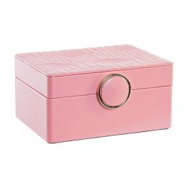 DKD Home Decor Joyero Glam Rosa de PU y MDF, Medidas 17 x 10 x 23 cm