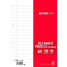 Enri Recambio Plus 100H A4 90 gr Pauta 3,5 C-Margen 4 Taladros Blanco Precio: 1.79000019. SKU: B1HQAS2QYW