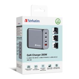 Verbatim Gnc-200 Cargador Pared Gan 200 W Usb-A 3.0 Y 3Xusb-C 3.0 Verbatim Gnc-200 Cargador Pared Gan 200 W Usb-A 3.0 Y 3Xusb-C 3.0