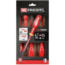 Facom Juego de 4 Destornilladores Aislados 1000V - 3 Ranurados (2.5x50, 3.5x100, 5.5x150) y 1 Pozidriv (1x100)