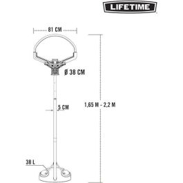 Canasta baloncesto polietileno lifetime portátil ajustable con tablero de altura 165-222 cm Canasta baloncesto polietileno lifetime portátil ajustable con tablero de altura 165-222 cm