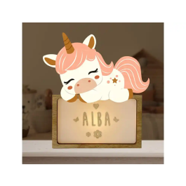 Wondee Lampara infantil personalizable Little Sleeping Unicorn, Luz quitamiedos, Madera sostenible, Regalo original Precio: 43.197. SKU: B19JB6QJ5B