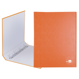 Liderpapel Carpeta de 4 anillas 25mm folio cartón forrado papel coat naranja