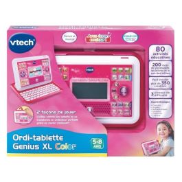 Vtech Genius XL Tableta Educativa 2 en 1, Rosa, Pantalla a Color que se Convierte en Computadora Portátil, a Partir de 5 Años
