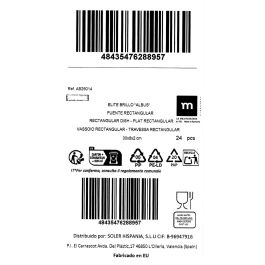 La Mediterranea Fuente Rectangular Albus Elite Brillo 30 cm x 8 cm (24 Unidades)