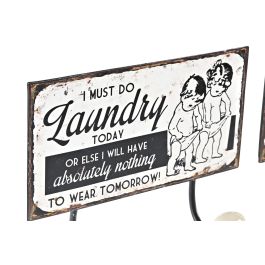 DKD Home Decor Perchero de Pared Vintage de Metal Negro Blanco 6x23x12 cm, 4 Unidades Surtidas con 2 Ganchos DKD Home Decor Perchero de Pared Vintage de Metal Negro Blanco 6x23x12 cm, 4 Unidades Surtidas con 2 Ganchos