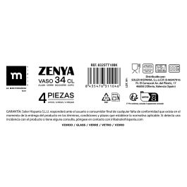 La Mediterranea Set 4 Vasos Zenya 340 cc - 8,6 x 9,8 cm (6 Cajas)