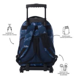 Totto Mochila Renglones Blueprint con ruedas, 26L, Azul marino, MA03ECO006-2426P-0JJ