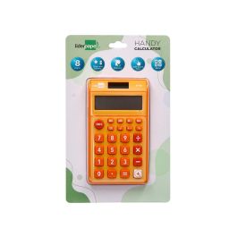 Calculadora Liderpapel Bolsillo Xf10 8 Digitos Solar Y Pilas Color Naranja 115x65x8 mm