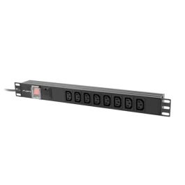 Regleta 19" 8 Tomas Schuko con On/Off Switch Lanberg PDU-08I-0200-C20-BK (2 m)