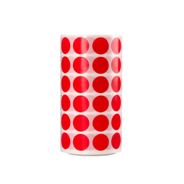 Liderpapel Gomets Circulares Autoadhesivos 15 mm Rojo Rollo de 2500 Unidades en Caja