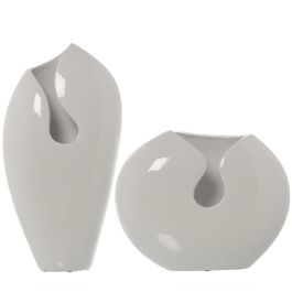 Set de 2 Jarrones Alexandra House Living Blanco Cerámica Brillante 23 x 24 x 42 cm (2 Piezas)