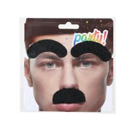 Bigote y cejas negros cómicos para disfraz gracioso - Accesorio para fiestas y carnaval