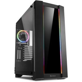Sharkoon CA200G Elite Shark Torre PC E-ATX Gaming RGB Negra con amplio espacio y soporte GPU vertical/refrigeración líquida