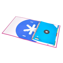 Antartik Carpeta con Recambio A4 Cuadro 5mm, Anillas 40mm Redondas, Solapa, Rosa