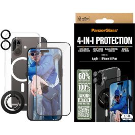 PanzerGlass Protector 4-in-1 para iPhone 16 Plus, Vidrio Templado Resistente a Rayones y Golpes, Transparente