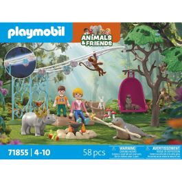 Playmobil 71855 Fiesta de Cumpleaños Animals y Friends en el Bosque con Luces que Brillan y Columpio Giratorio