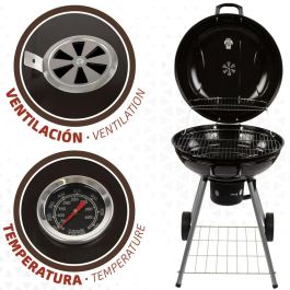 Barbacoa de Carbón con Ruedas Aktive Aluminio Metal esmaltado textileno 57 x 86 x 57 cm Negro