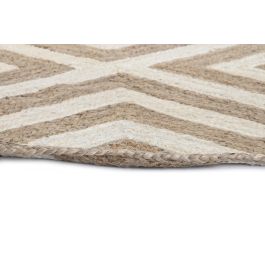 DKD Home Decor Alfombra Scandi de Yute, Algodón y Poliéster Marrón Claro y Blanco 120 x 120 cm (2 Unidades)