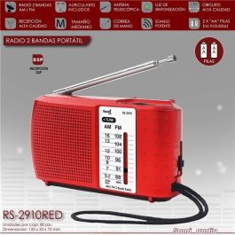 SAMI RADIO SAMI 2 BANDAS CON AURICULARES, RADIO PORTATIL AM/FM HORIZONTAL COLOR ROJO