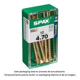Spax 4081020400701 Tornillo para Madera Cabeza Plana Yellox 4,0x70mm Rosca Parcial Ranura en Cruz Z2 4CUT Caja 10 unidades Precio: 2.95000057. SKU: S7913902