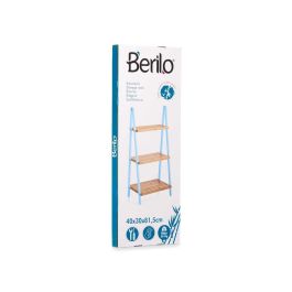 Berilo Estantería Escalera 3 Estantes Bambú y Pino Azul, Natural 40.3x81.5x30 cm