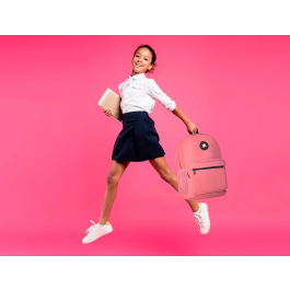 Antartik Mochila escolar con asa y bolsillo frontal con cremallera, color Coral, 320x140x430 mm