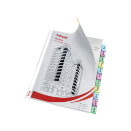 Esselte Funda Multitaladro DIN A4 Polipropileno Cristal con Pestañas, 85 micras, Pack 12 Unidades