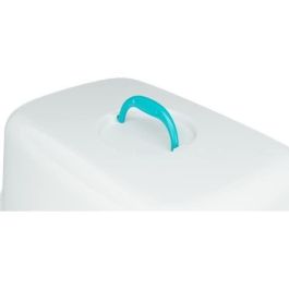 Trixie Vico Caja de arena con tapa y escotilla, doble borde anti-salpicaduras, cierre Easy Click, aguamarina para gato 40x40x56cm