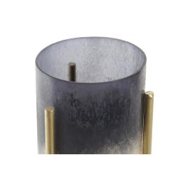 DKD Home Decor Portavela Moderno Bicolor Dorado Metal Cristal 10 x 10 x 23 cm