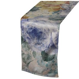 Camino de Mesa Alexandra House Living Azul Textil 180 x 30 cm Terciopelo Floral Bordado