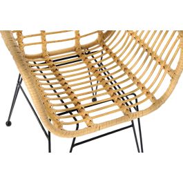 DKD Home Decor Silla Terraza Y Jardin Marron Claro Negro Ratan Sintetico Hierro Galvanizado 62 x 81 x 57 cm (2 Unidades)