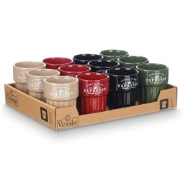 Vessia Vaso Expresso 300 ml de Loza, Surtido Colores Neutros, Apto Lavavajillas/Microondas, 8x10x8 cm (Set de 24)