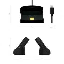 Aisens Lector DNIe y Tarjetas Inteligentes USB-C con Lector SIM SD MicroSD MMC RS-MMC Negro