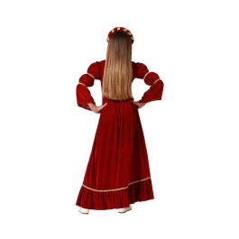 Disfraz Reina Medieval Rojo Vestido Con Diadema Niña 5-6 Años