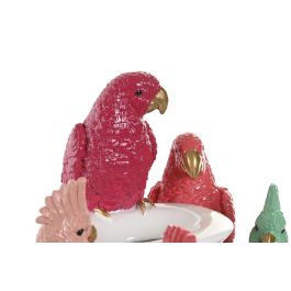 DKD Home Decor Jarrón Moderno de Resina Blanco Multicolor Loros 15 x 31 x 19.5 cm (2 Unidades)