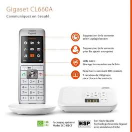Gigaset CL 660 A Teléfono Fijo Inalámbrico Blanco con Contestador y Pantalla a Color
