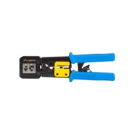 Lanberg Crimpadora Pass Through Profesional RJ45 RJ11 RJ12 con Pelacables, Cortacables, Trinquete y Cuchillas Recambiables 8P8C