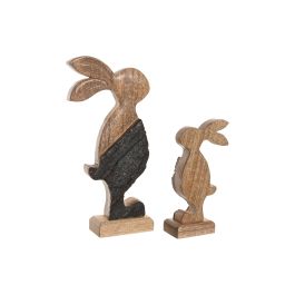 DKD Home Decor Figura Conejo Mango Marron Set de 2 5 x 30.5 x 15 cm