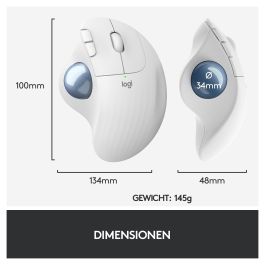 Logitech M575 ERGO Trackball Inalámbrico Bluetooth Ergonómico Blanco