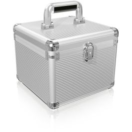 ICY BOX IB-AC628 Maleta de transporte para discos duros de 2.5"/3.5", Materiales de Metal y Plástico, Color Plata